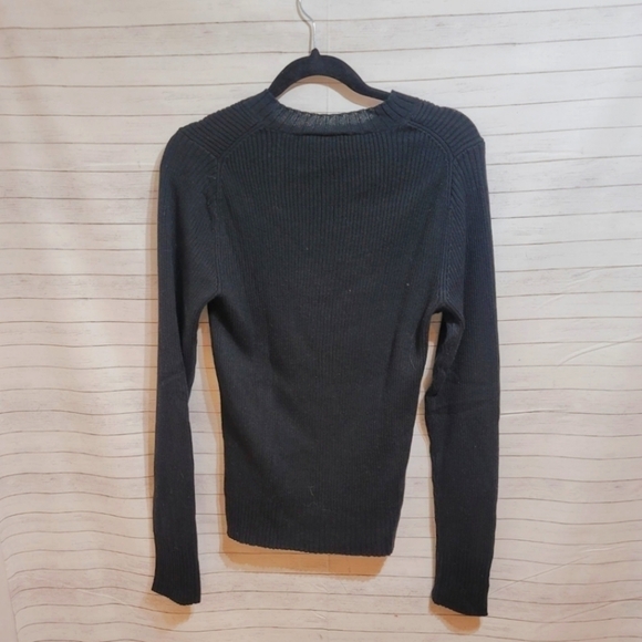 ARMANI EXCHANGE BLACK RIBBED FITTED SWEATER, SZ LARGE - Picture 8 of 8
